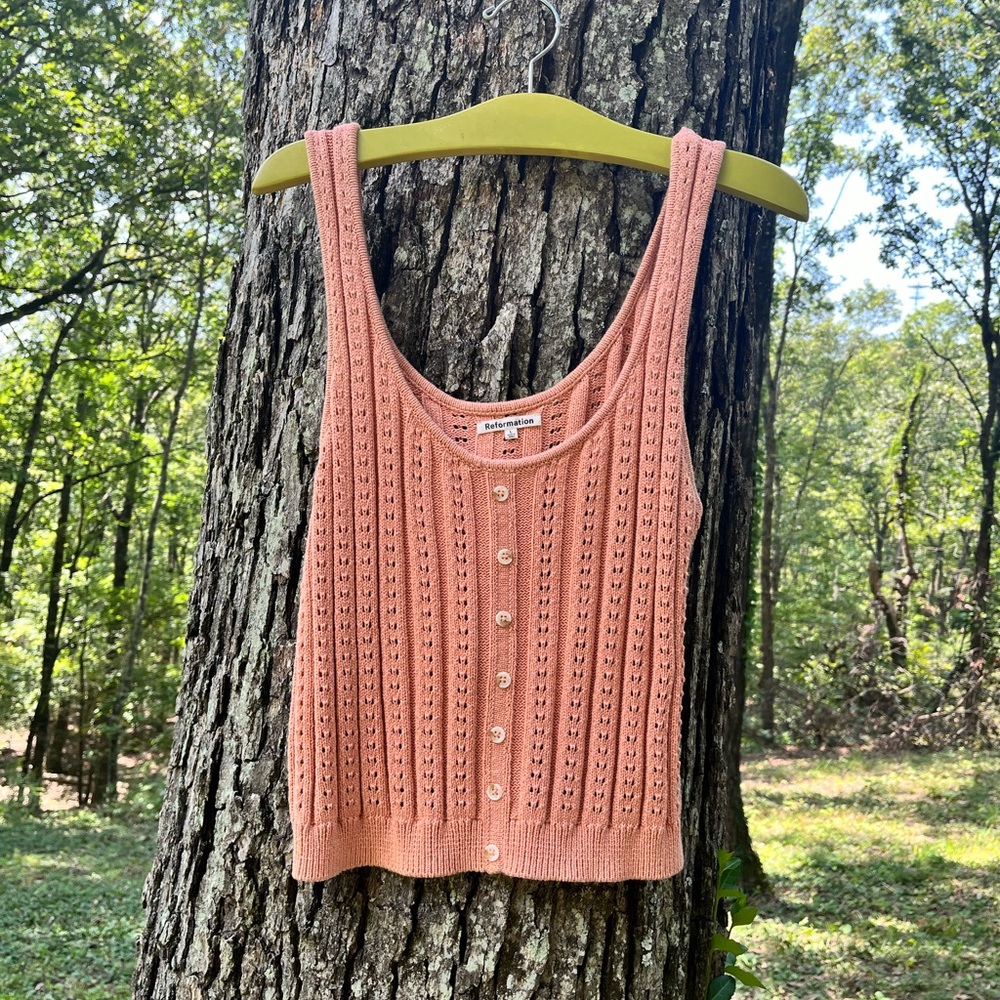 Reformation Dusty Rose Crochet Tank
